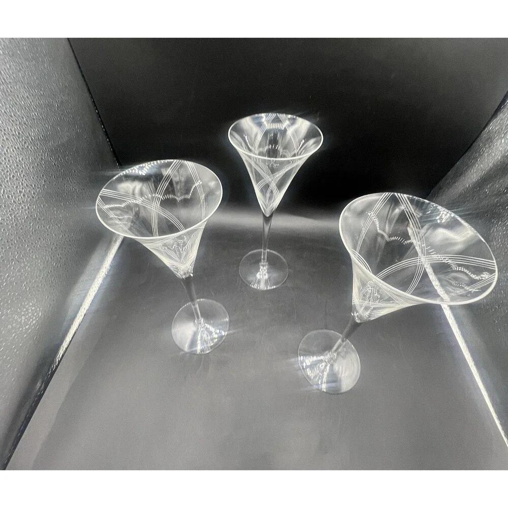 Fostoria Carmel Clear Wine Glasses Set of 3 Elegant Swirl Stem 9 1/8” Crystal